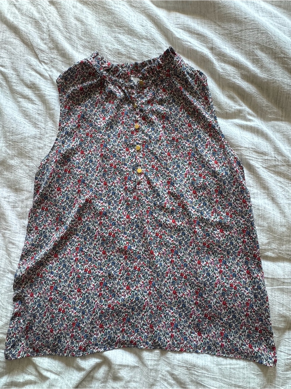 LOFT Sleeveless Floral Button Front Camisole - Red, Blue & White